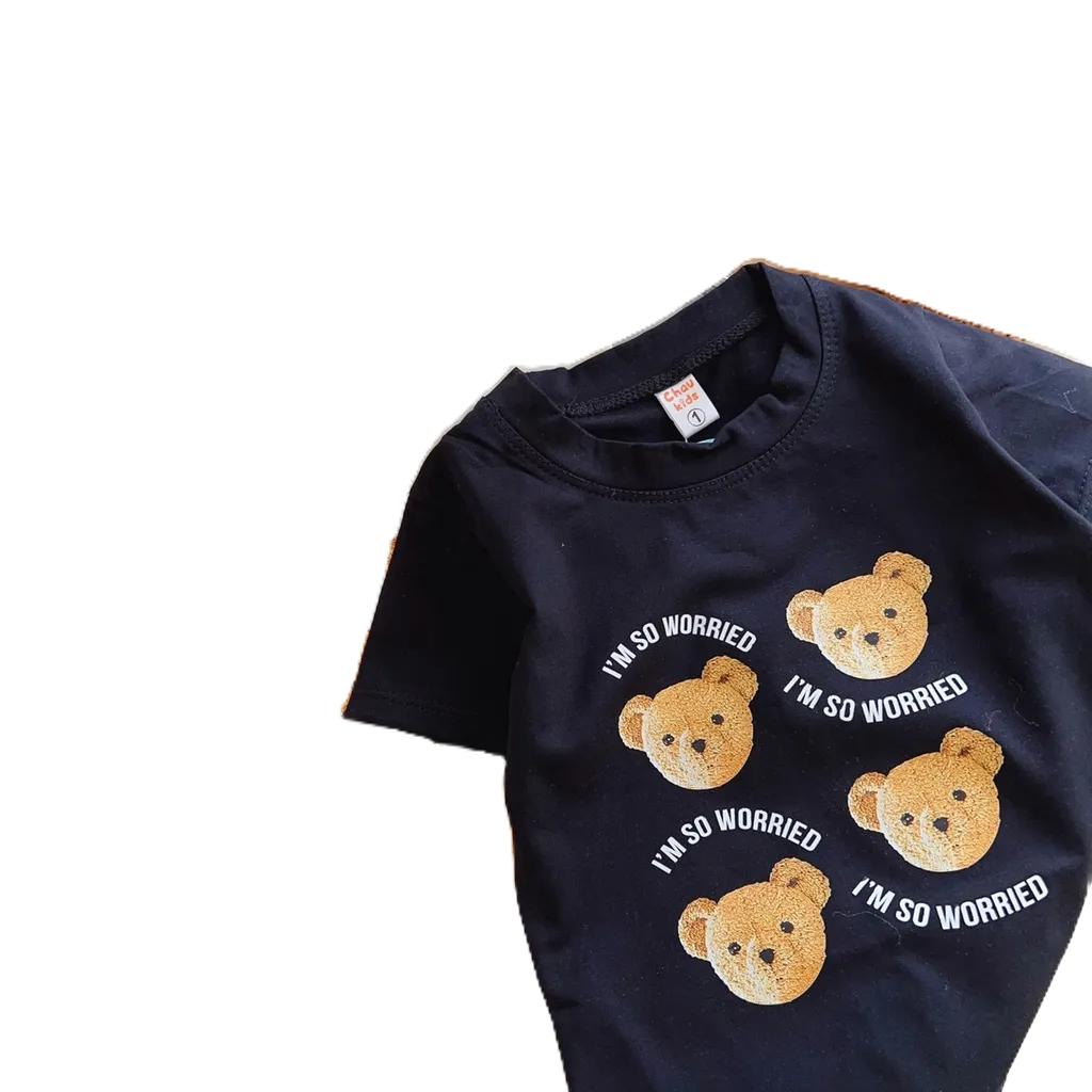 Áo Phông Cotton Mặt Gấu Honey Bee 2 Màu Siêu Đẹp Cho Bé Trai Từ 10-20kg