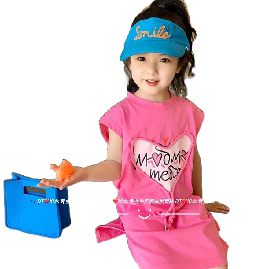 Váy Xinh Cho Bé Gái From Dài Rộng Họa Tiết Trái Tim Cột Dây cho Bé Từ 8-20kg