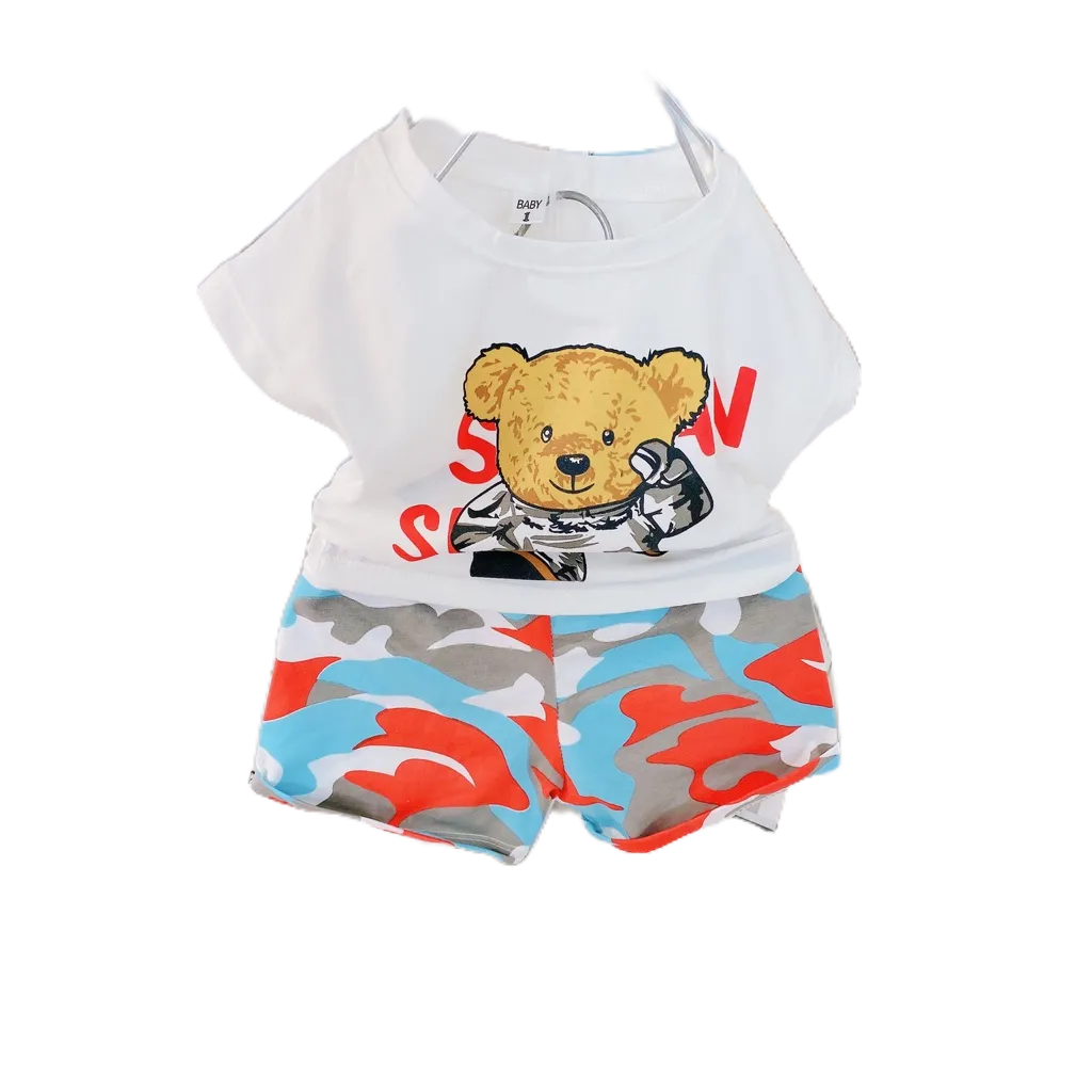 Sét Rằn Ri In Hình Gấu Ngộ Nghĩnh Cho Bé Trai Từ 8 - 20kg
