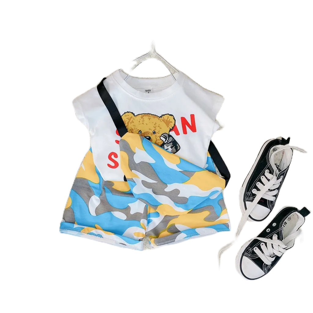Sét Rằn Ri In Hình Gấu Ngộ Nghĩnh Cho Bé Trai Từ 8 - 20kg