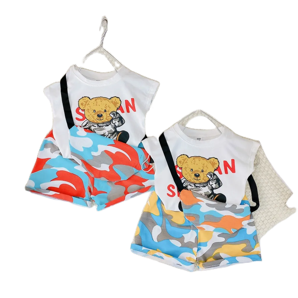 Sét Rằn Ri In Hình Gấu Ngộ Nghĩnh Cho Bé Trai Từ 8 - 20kg