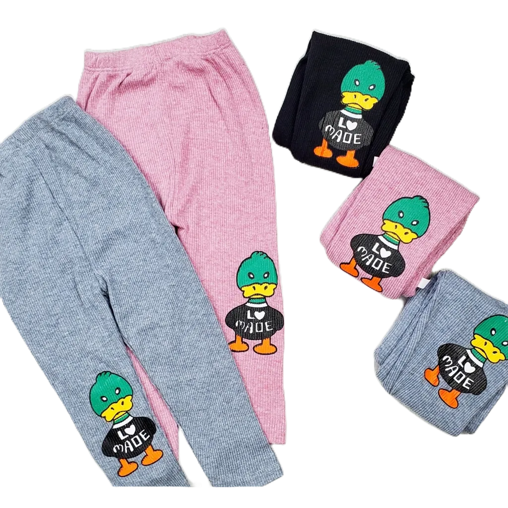 Quần Len Tăm Legging In Hình Vịt Made Co Dãn 4 Chiều HONEYBEE Hót Trend Cho Bé Gái Từ 8-20 kg