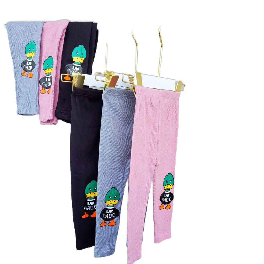 Quần Len Tăm Legging In Hình Vịt Made Co Dãn 4 Chiều HONEYBEE Hót Trend Cho Bé Gái Từ 8-20 kg