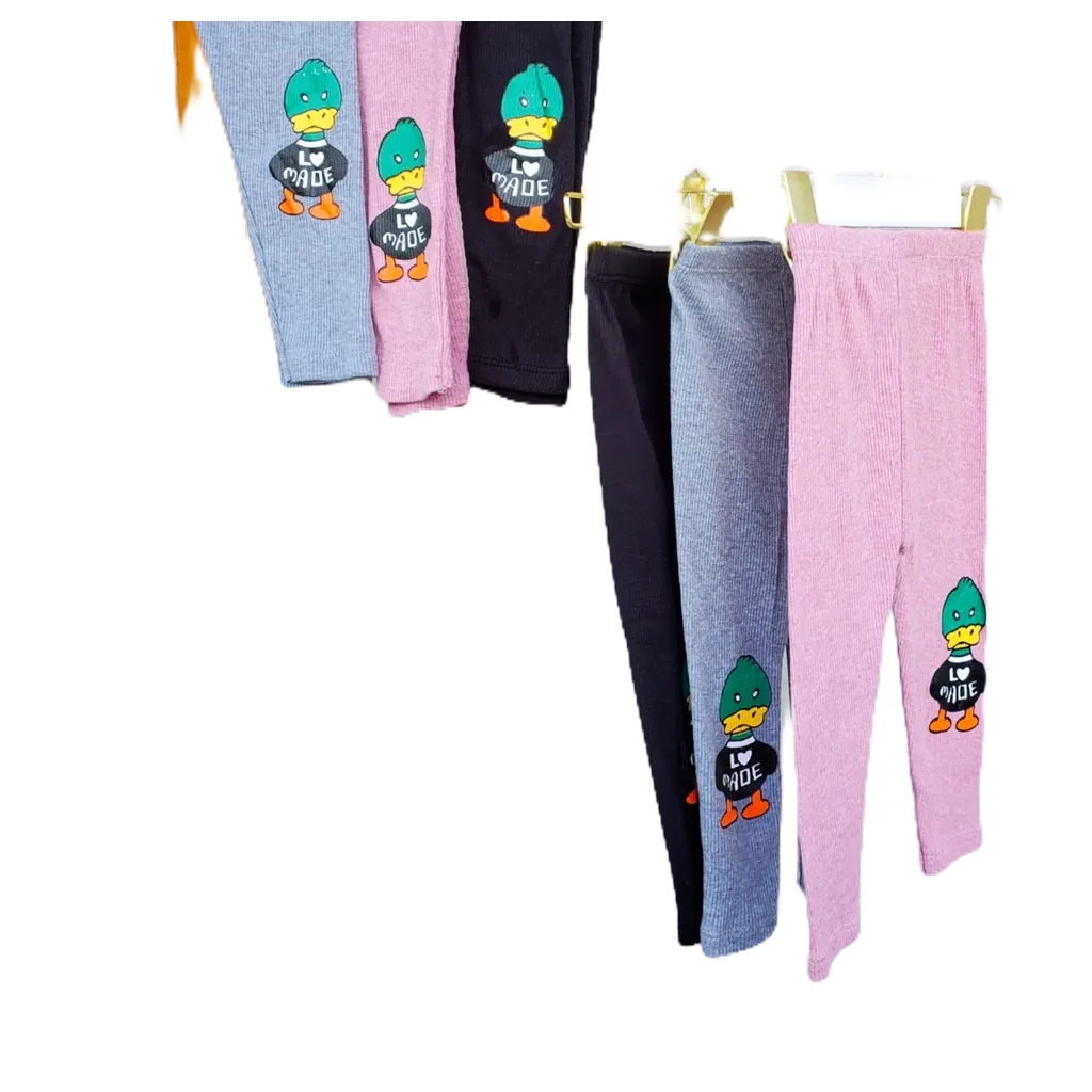 Quần Len Tăm Legging In Hình Vịt Made Co Dãn 4 Chiều HONEYBEE Hót Trend Cho Bé Gái Từ 8-20 kg