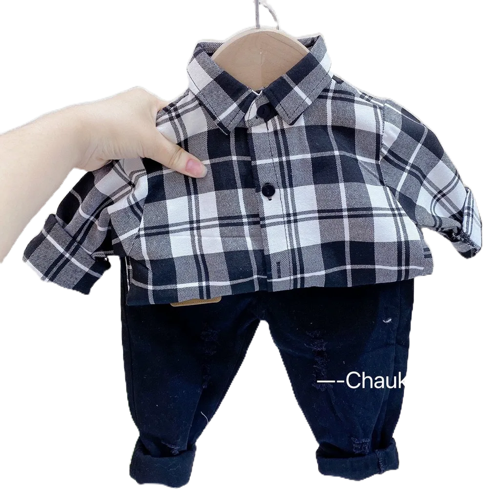 Sét Bộ Sơ Mi Phối Quần Kaki Bốn Màu Honey Bee Cho Bé Trai Từ 8-20kg