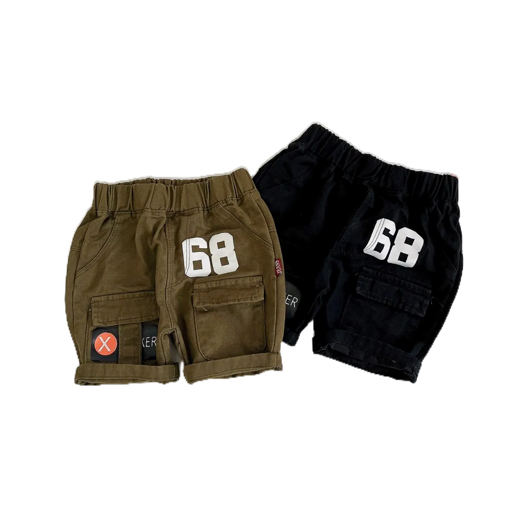 Quần Sooc Kaki Mềm In Số 68 Túi Hộp 3 Màu HONEY BEE Phong Cách Hiphop Bé Trai