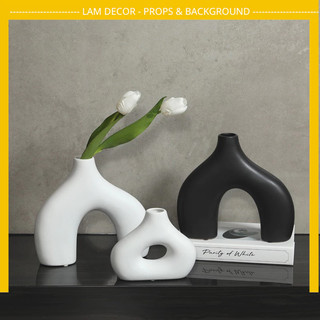Bình gốm decor, Bình gốm đôi cách tân phong cách Bắc Âu mới lạ, bình trang trí để tủ trưng bày phong cách tối giản