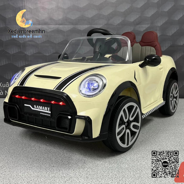 Ô Tô Điện Mini Cooper SMT 5688 2 Động Cơ Ghế Nệm Da Kết Nối BlueTooth (Đỏ-Hồng-Be)