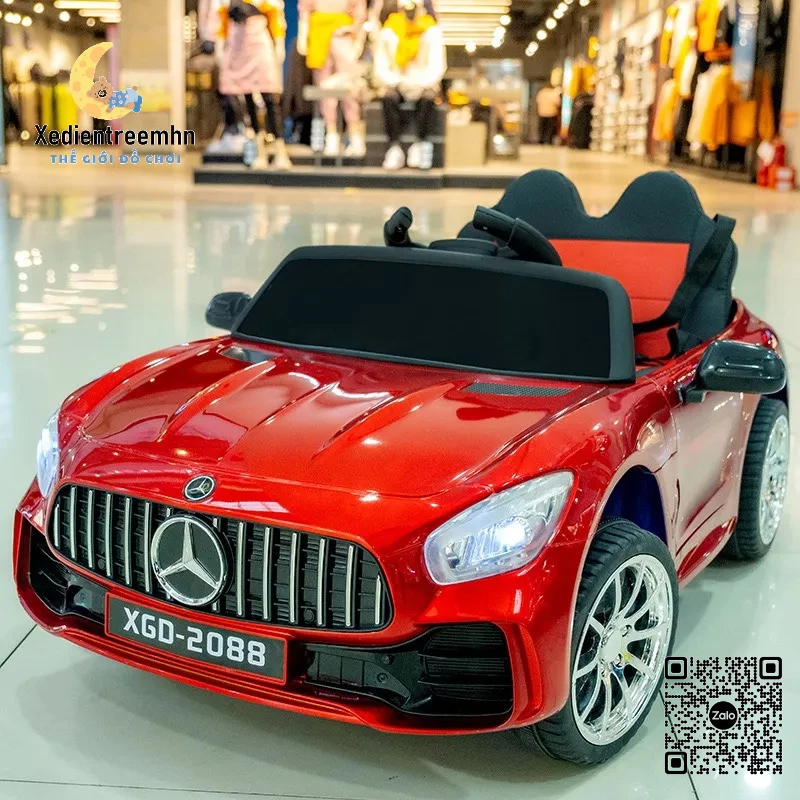 Ô tô điện Mercedes XGD-2088 Ghế Nệm Da Bánh Cao Su 2 Động Cơ (Đỏ-Trắng-Hồng)