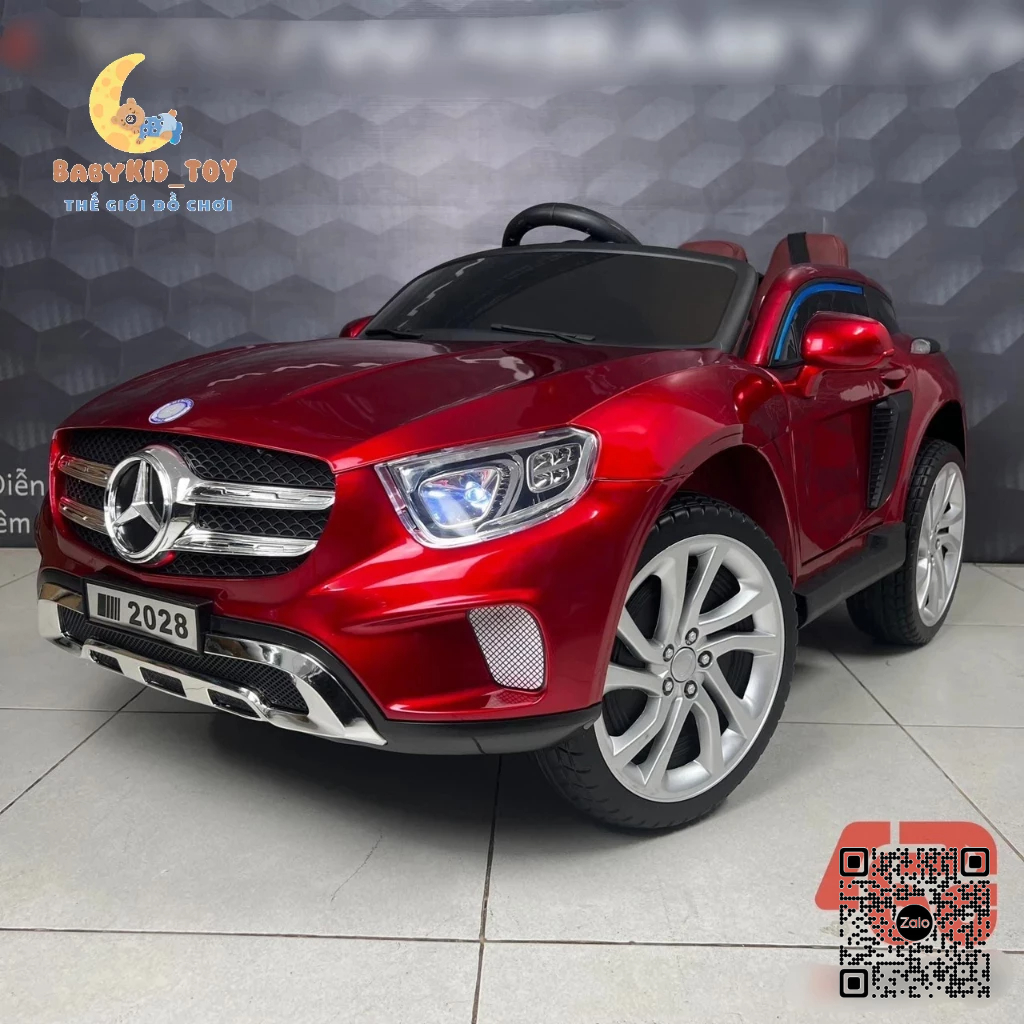 Ô Tô Điện MERCEDES KP 2028 Bánh Cao Su, Ghế Nệm Da, Kết Nối Bluetooth Tốc Độ Cao (Đỏ-Trắng)