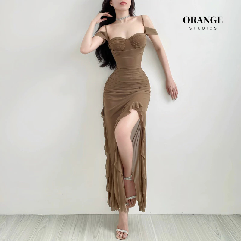 ( ORANGE STUDIOS ) HÌNH THẬT - Sẵn Hỏa Tốc - Nancy Sheer Dress - Đầm Thiết Kế Cúp Ngực Lưới Đổ Chất Liệu Lưới Thun