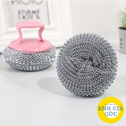 Cọ xoong nồi BÚI SẮT KHÔNG RỈ siêu bền có tay cầm sạch sẽ tiện lợi