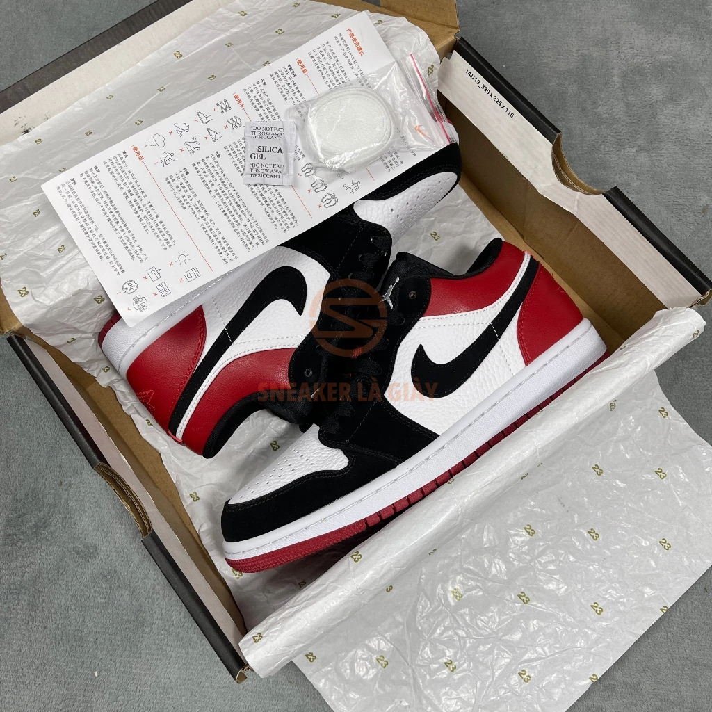 Giày sneaker Jordan 1 Low Black Toe - Bản Đẹp Fullbox