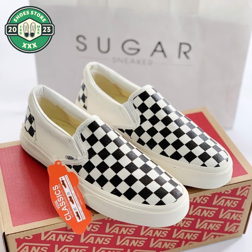 Giày Vans dây buộc, Giày Vans caro slip on nam nữ bản đẹp unisex Full box
