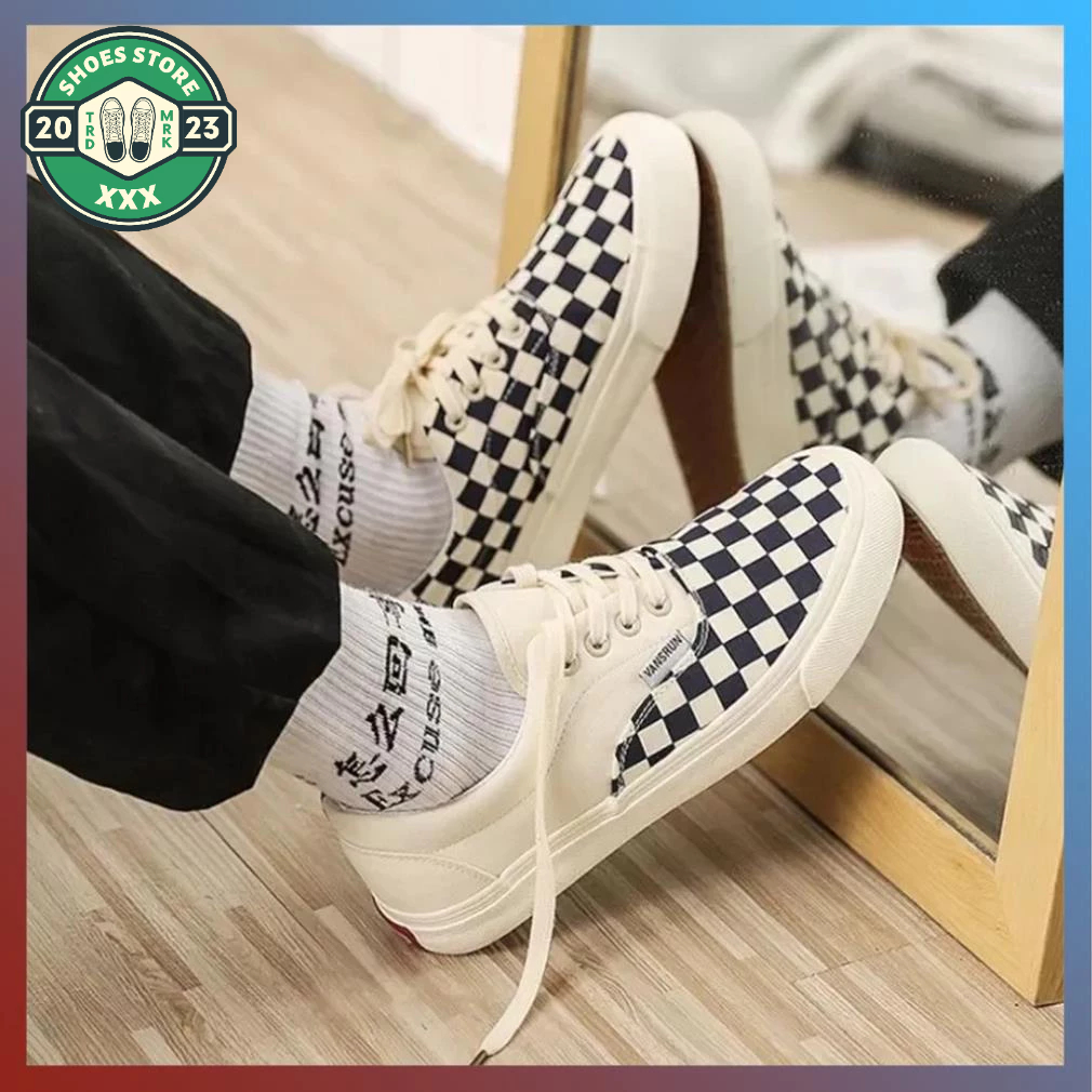 Giày Vans dây buộc, Giày Vans caro slip on nam nữ bản đẹp unisex Full box