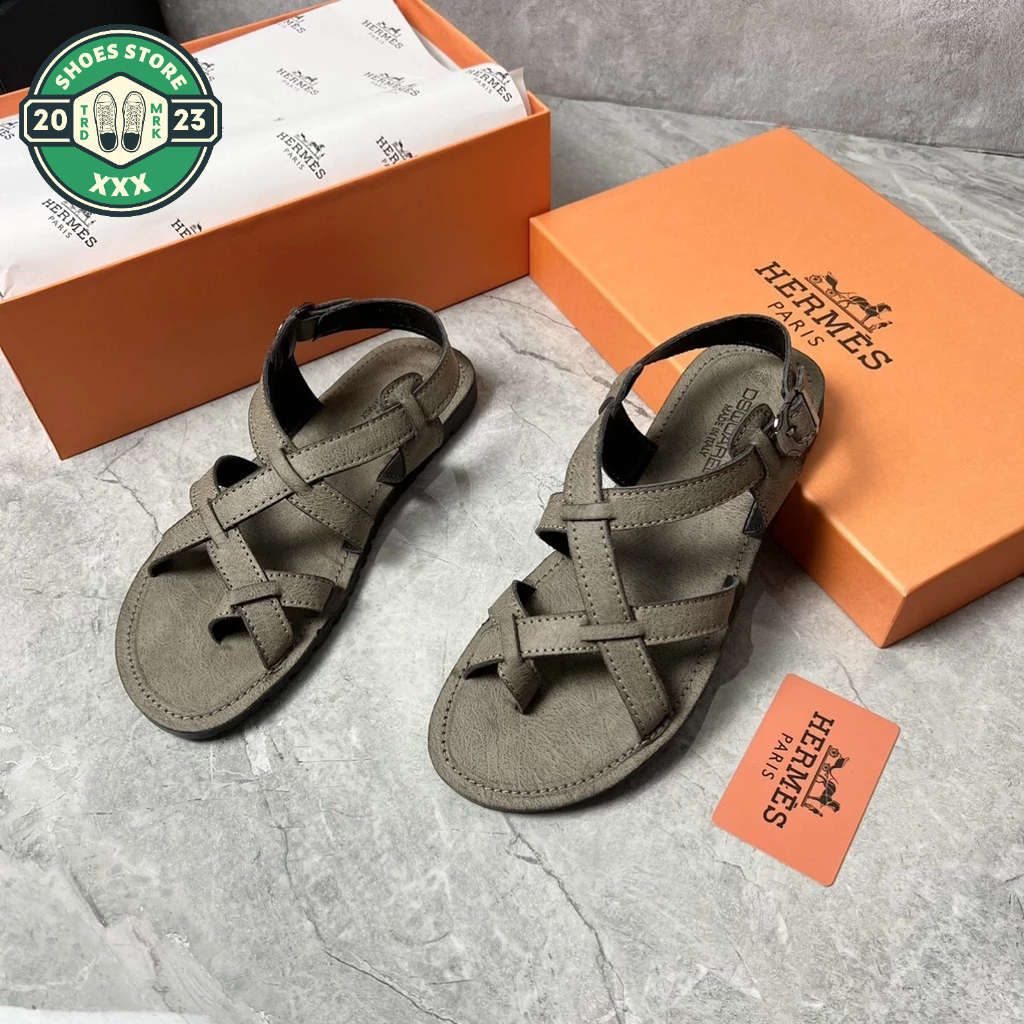 Dép Sandal Nam Quai Chéo_Dép sandal unisex nam quai da bò thật Cao Cấp 2023