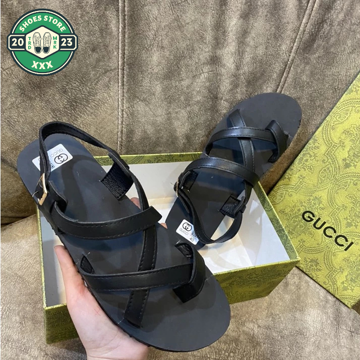 Dép Sandal Nam Quai Chéo_Dép sandal unisex nam quai da bò thật Cao Cấp 2023