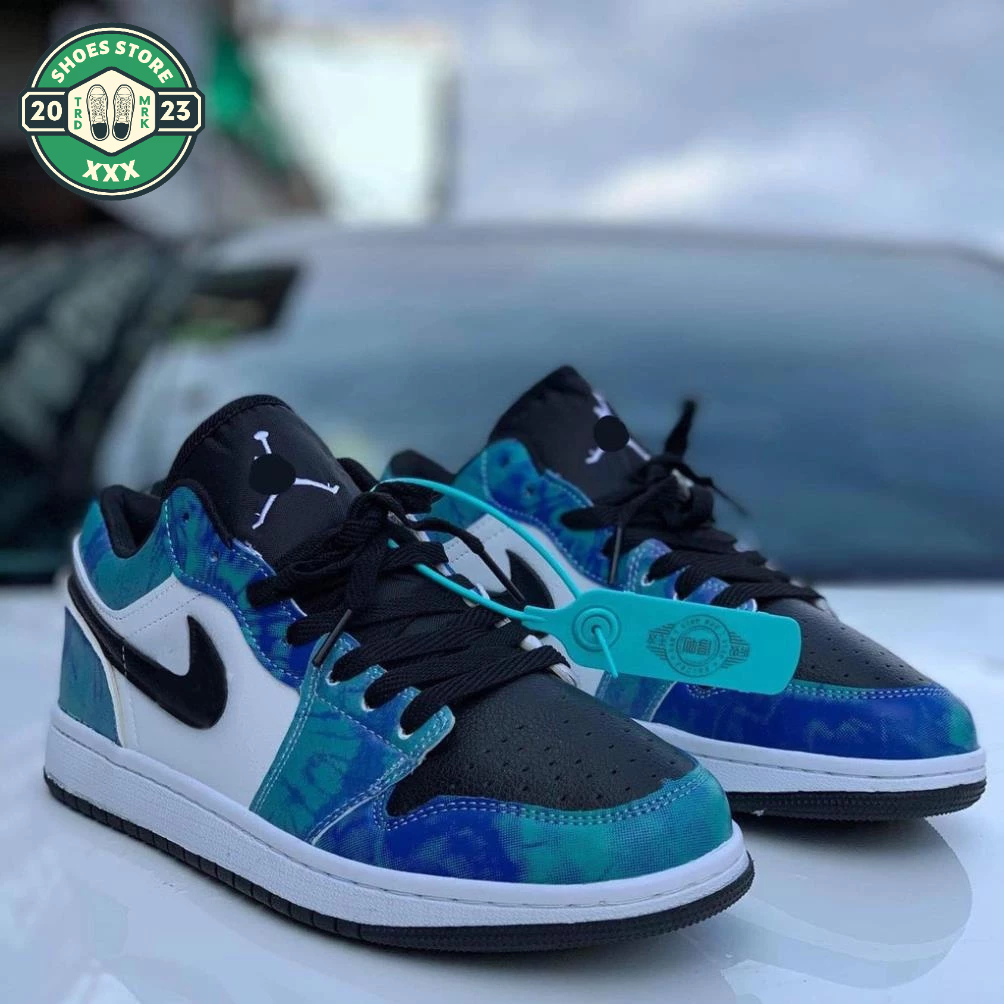 Giày Thể Thao Jordan Xanh Loang Đế Dày Thoáng Khí Phong Cách Thời Trang Mới Full box