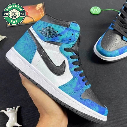 Giày Thể Thao Jordan Xanh Loang Đế Dày Thoáng Khí Phong Cách Thời Trang Mới Full box