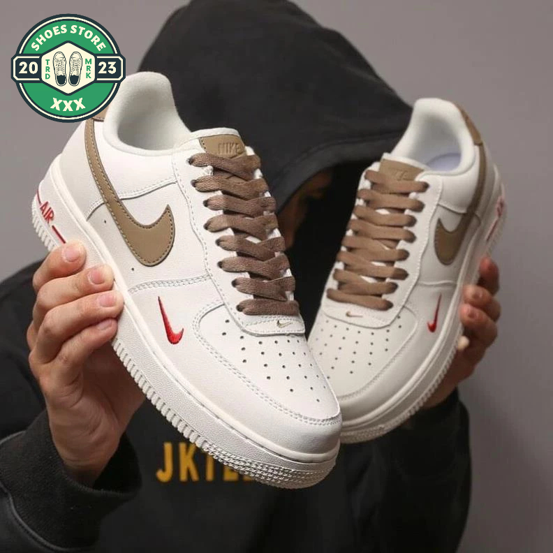Giày thể thao AF1 Vệt Nâu_Giày Air Force Trắng móc nâu hot trend 2023