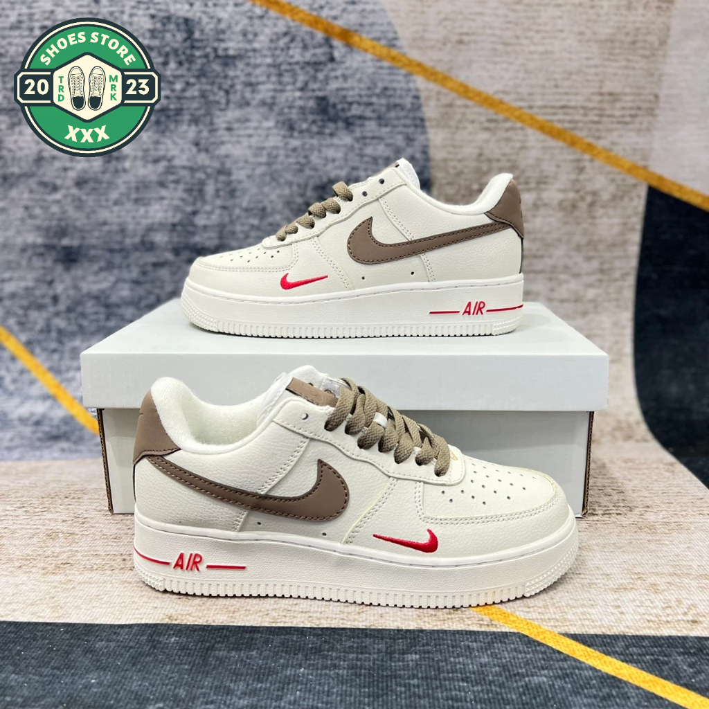Giày thể thao AF1 Vệt Nâu_Giày Air Force Trắng móc nâu hot trend 2023