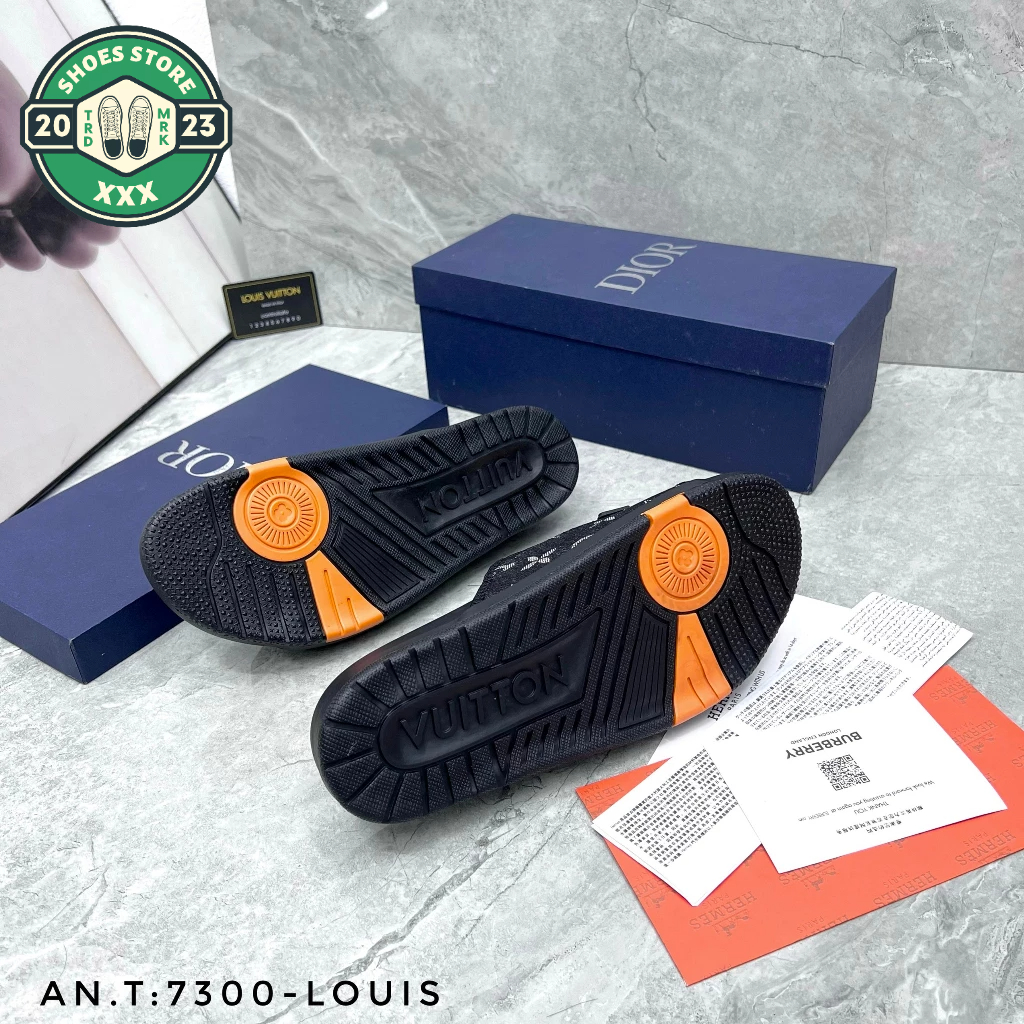 Dép quai ngang nam LV_Dép lê nam LV cao su phối quai da siêu hot trend Full box