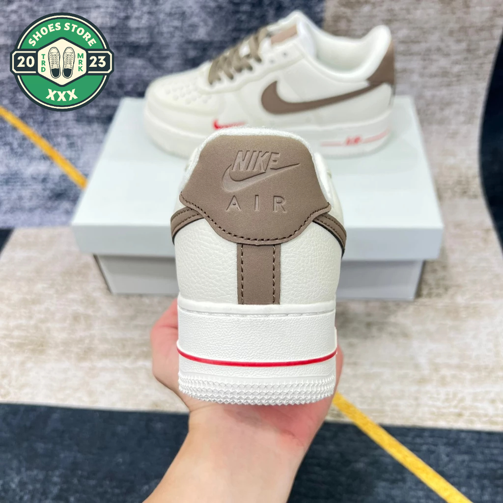 Giày thể thao AF1 Vệt Nâu_Giày Air Force Trắng móc nâu hot trend 2023