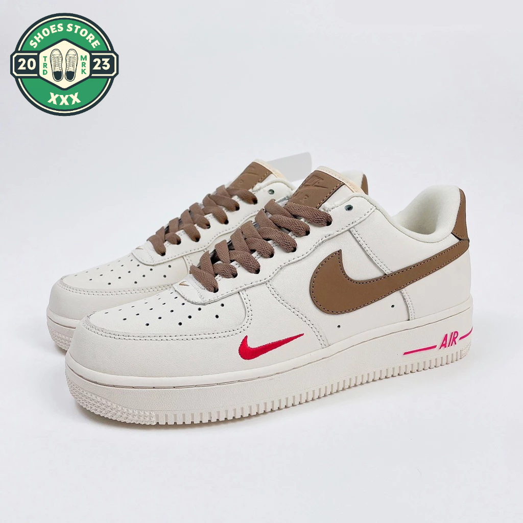 Giày thể thao AF1 Vệt Nâu_Giày Air Force Trắng móc nâu hot trend 2023