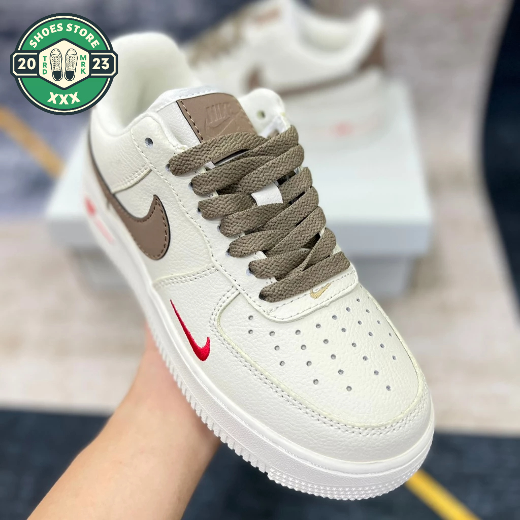 Giày thể thao AF1 Vệt Nâu_Giày Air Force Trắng móc nâu hot trend 2023
