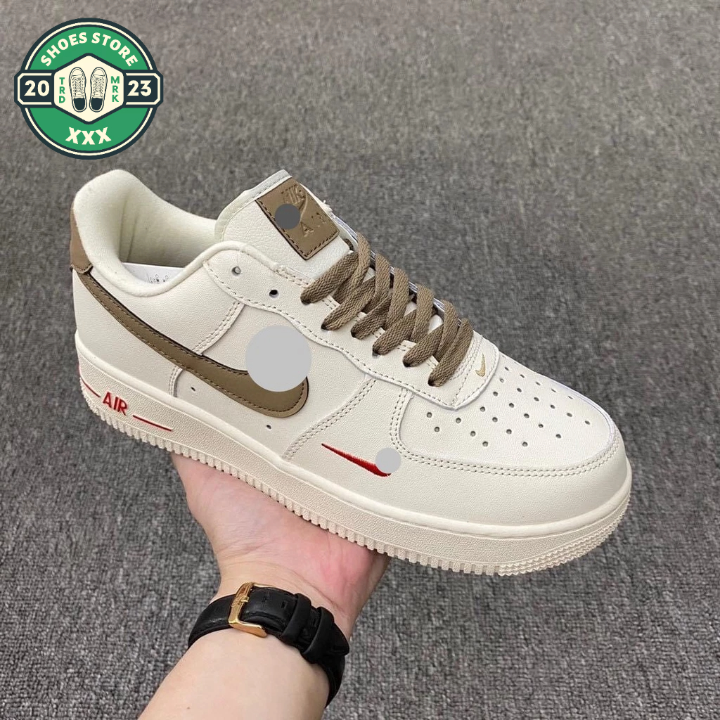 Giày thể thao AF1 Vệt Nâu_Giày Air Force Trắng móc nâu hot trend 2023