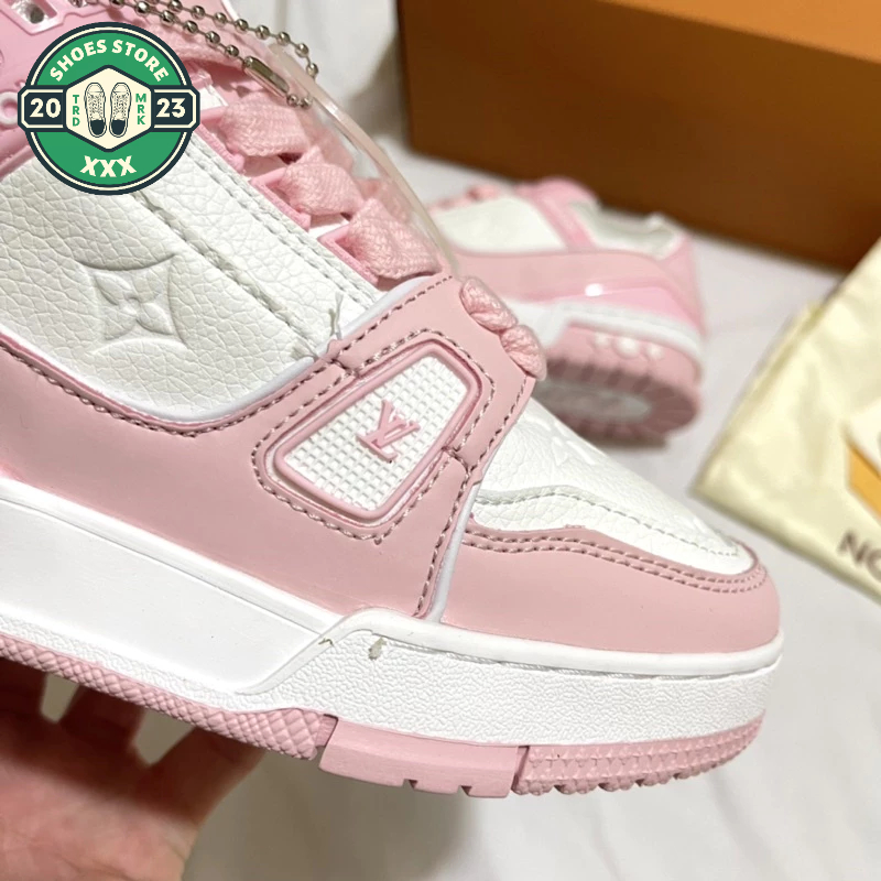 Giày sneaker LV Hồng Trắng, Giày LV Trainer Màu Hồng Cao Cấp Full Box Bill