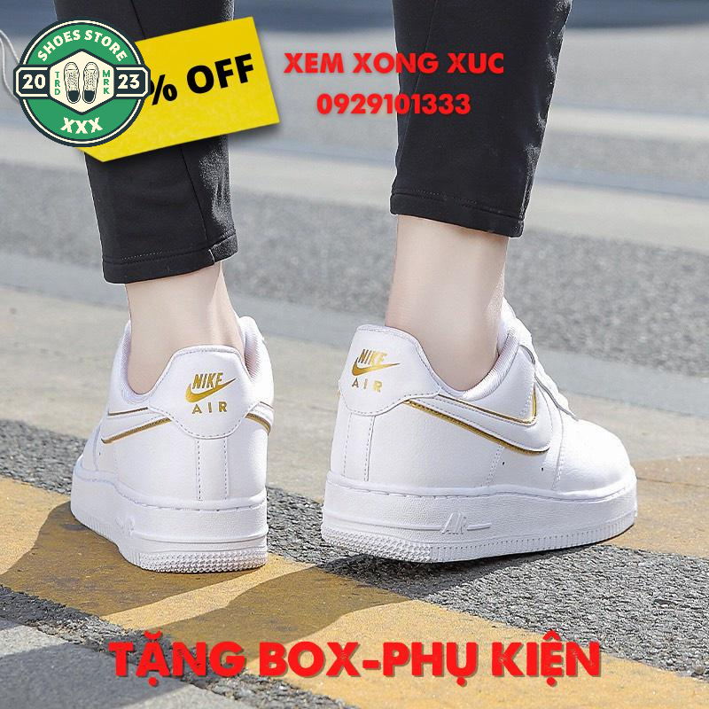 Giày Air Force 1 Vệt Trắng Vàng, Giày Sneaker AF1 White Gold Nam Nữ Hot Trend 2023