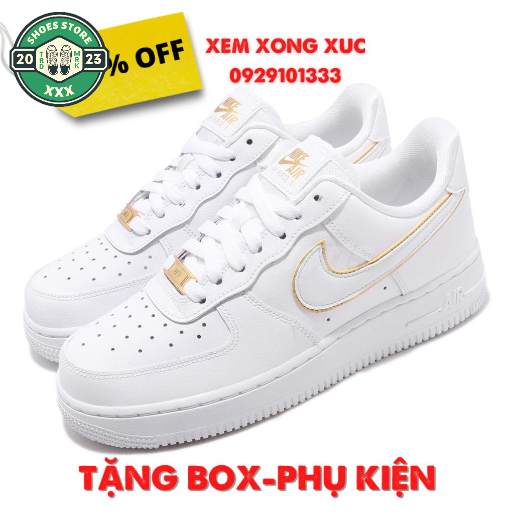 Giày Air Force 1 Vệt Trắng Vàng, Giày Sneaker AF1 White Gold Nam Nữ Hot Trend 2023