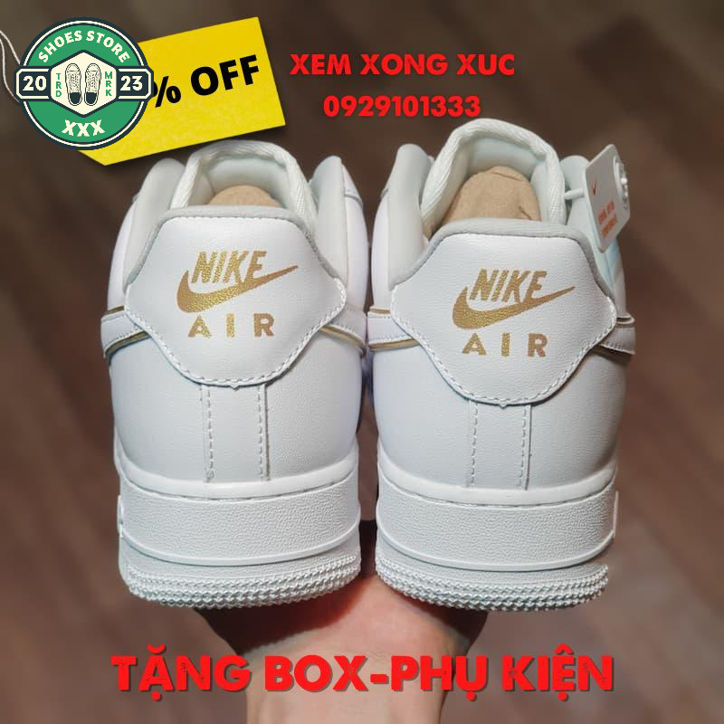 Giày Air Force 1 Vệt Trắng Vàng, Giày Sneaker AF1 White Gold Nam Nữ Hot Trend 2023