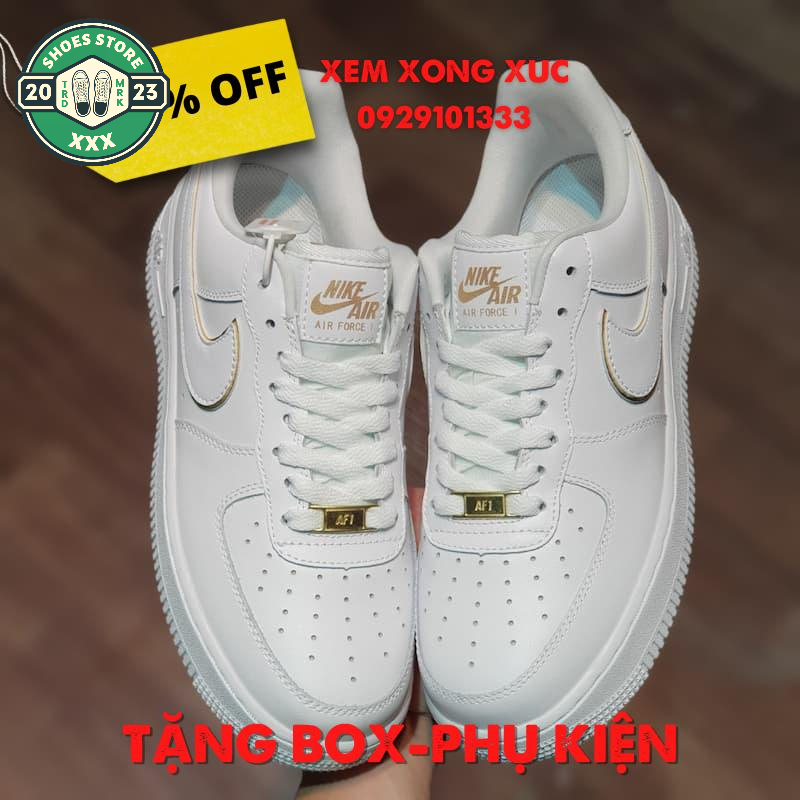 Giày Air Force 1 Vệt Trắng Vàng, Giày Sneaker AF1 White Gold Nam Nữ Hot Trend 2023