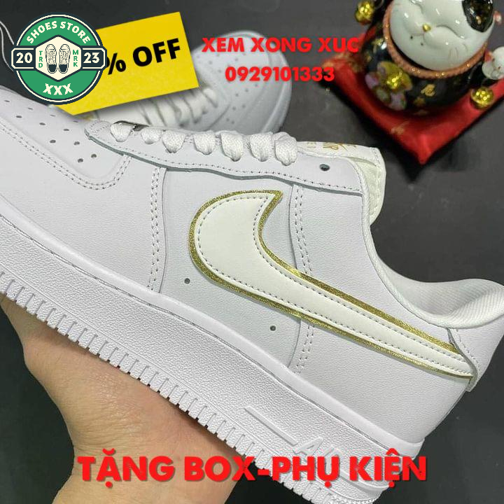 Giày Air Force 1 Vệt Trắng Vàng, Giày Sneaker AF1 White Gold Nam Nữ Hot Trend 2023