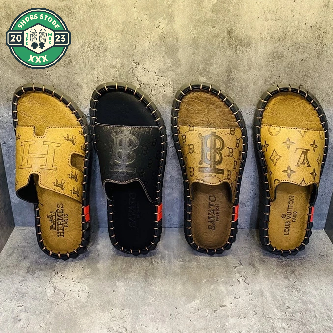 Dép Nam Da Bò  Dép Nam Quai Ngang Hàng Cao Cấp Thời Trang Mới 2023