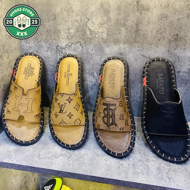 Dép Nam Da Bò  Dép Nam Quai Ngang Hàng Cao Cấp Thời Trang Mới 2023