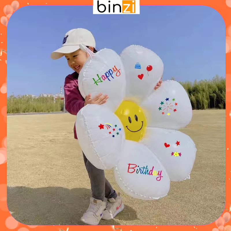 Bóng số trắng kèm Sticker họa tiết Happy birthday Hottrend