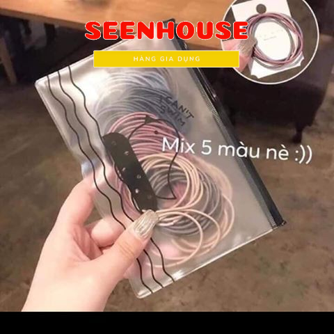 Sét dây buộc tóc 100 dây có túi zip