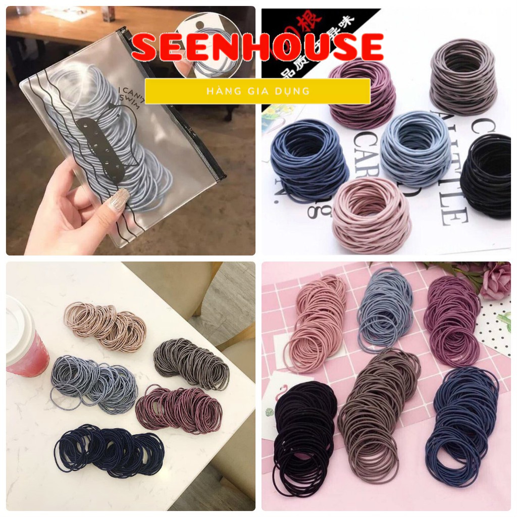 Sét dây buộc tóc 100 dây có túi zip