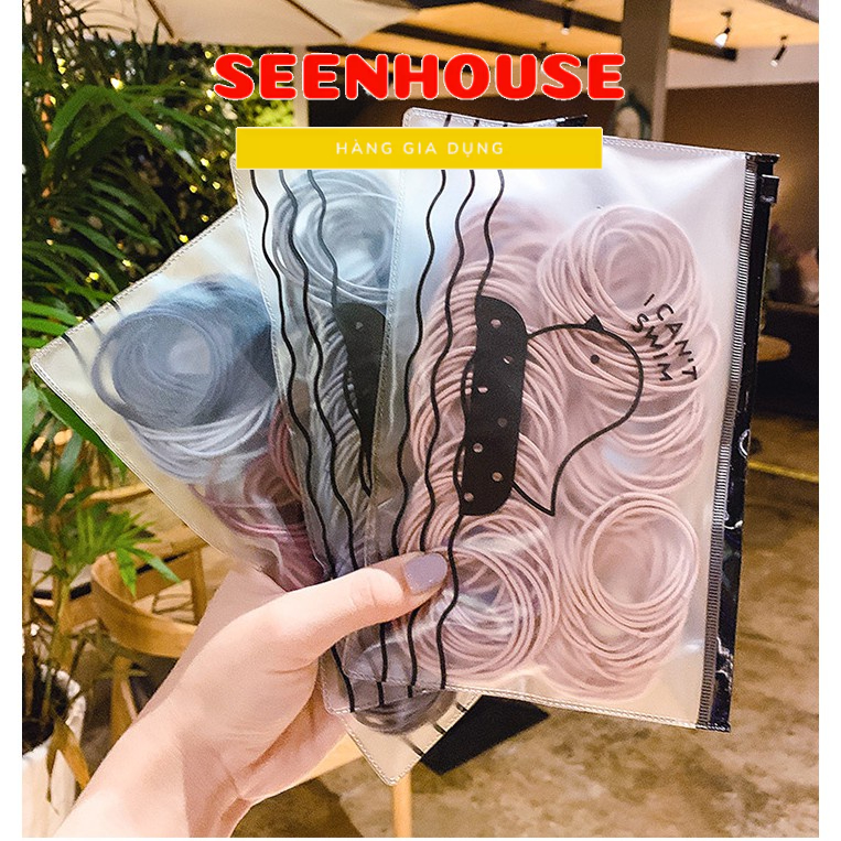 Sét dây buộc tóc 100 dây có túi zip