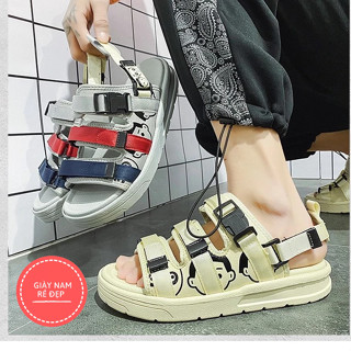 Dép sandal quai hậu nam 3 quai phối mặt gấu sắc màu cực đẹp