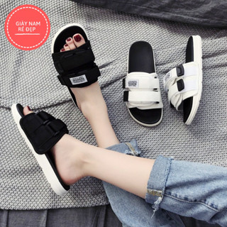 (Có 2 Màu) Dép quai ngang nam nữ unisex inviti Fashion quai dán mới