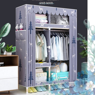 tủ đựng quần áo tủ vải khung gỗ 2 buồng tủ quần áo đa năng Cực Tiện Lợi có bảo hành lắp ghép đa năng