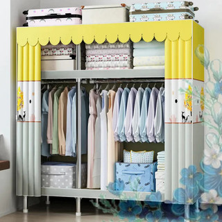 Tủ quần áo Vải tủ vải Khung Gỗ Đựng Quần Áo loai 1 khung gỗ 2 buồng đựng quần áo 4 ngăn có lót vải và gỗ bọc nhựa