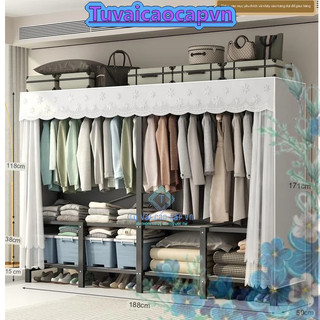 Tủ Quần Áo Vải Tủ vải khung thép tital cao cấp 3 buồng đựng quần áo tủ khung thép siêu bền 2 Buồng và 4 buồng