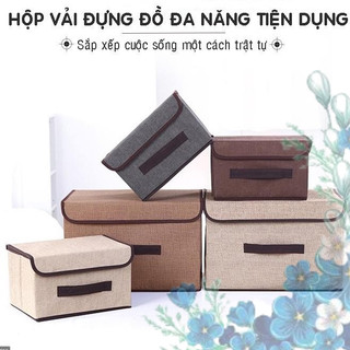 Combo 2 hộp vải đựng đồ đa năng có quai xách Hộp vải đựng đồ đa năng có nắp, hộp vải đựng quần áo