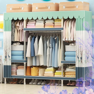 Tủ vải khung gỗ 3 buồng bọc nhựa - chốt nhựa vải cotton