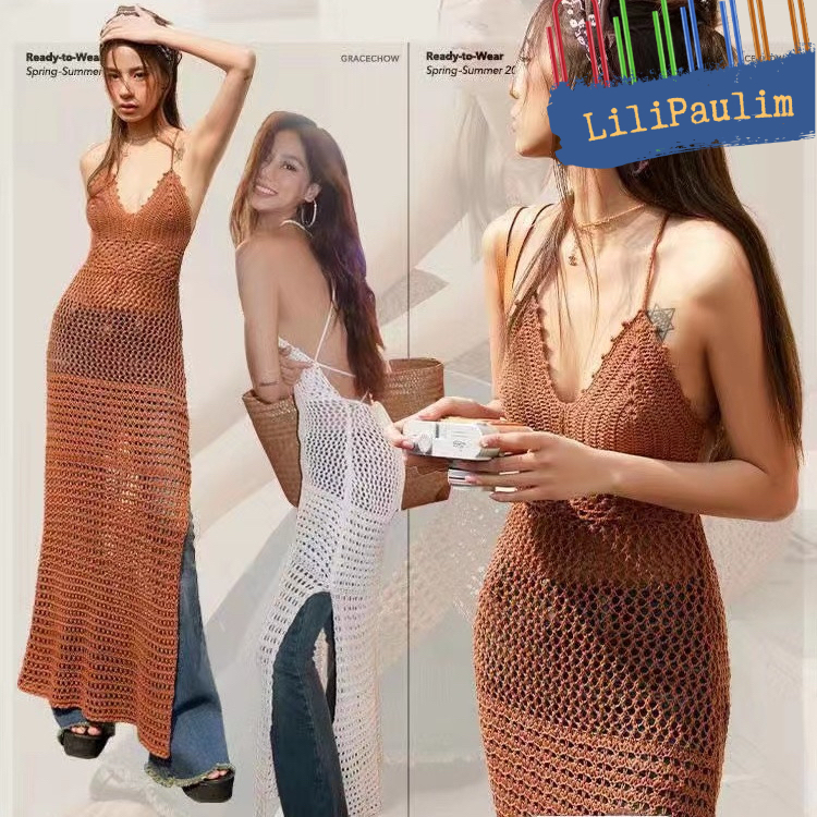 Váy lưới dài xẻ một bên phong cách sexy